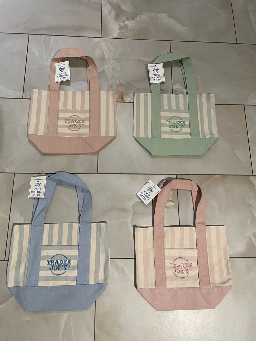 Trader Joe’s Striped Mini Canvas Tote Bag Set
